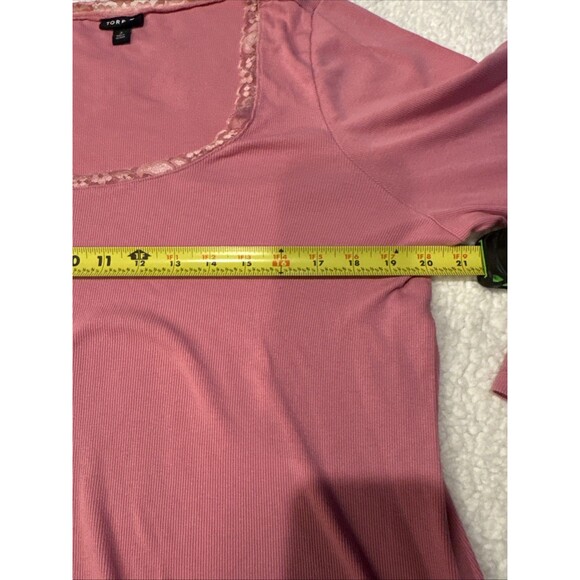 Torrid Lace Trim Tee Top Women’s 3X Cotton Modal Rib Scoop Neck Wild Rose Pink - Picture 3 of 9
